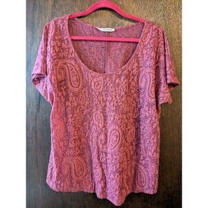 Maurices 1x Red Paisley See Through Top